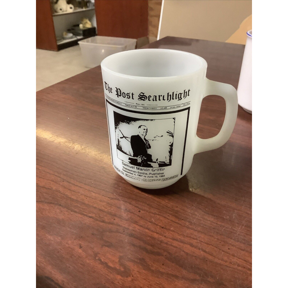 Vtg.‎ Anchor Hocking Post News Samuel Griffin Paper Historic Headline Coffee Cup